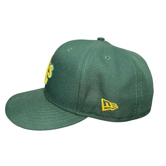 New Era Men’s 8 Oakland Athletics Fitted Hat Green Baseball Cap NEW - Picture 4 of 8